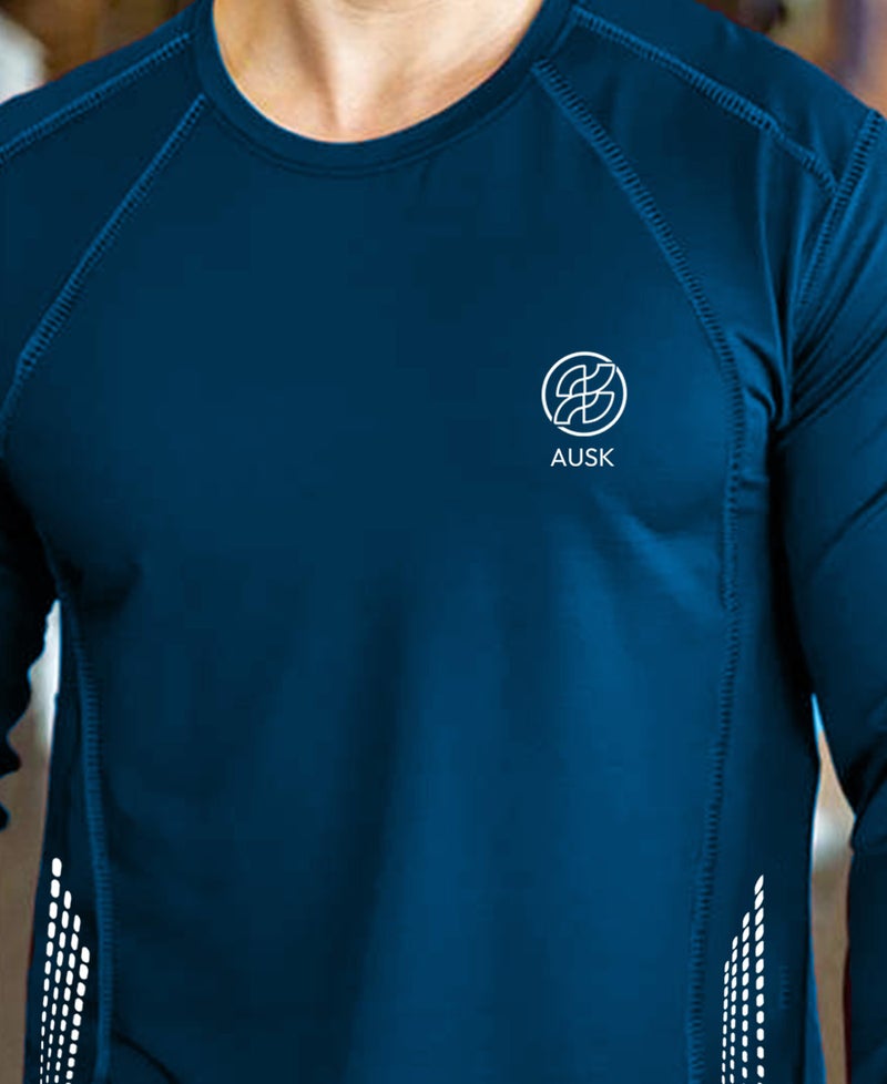 AUSK Men Polyester Regular Fit T-Shirt || Mens Full Sleeve Sports T-Shirt (Color-Teal) - Image 4