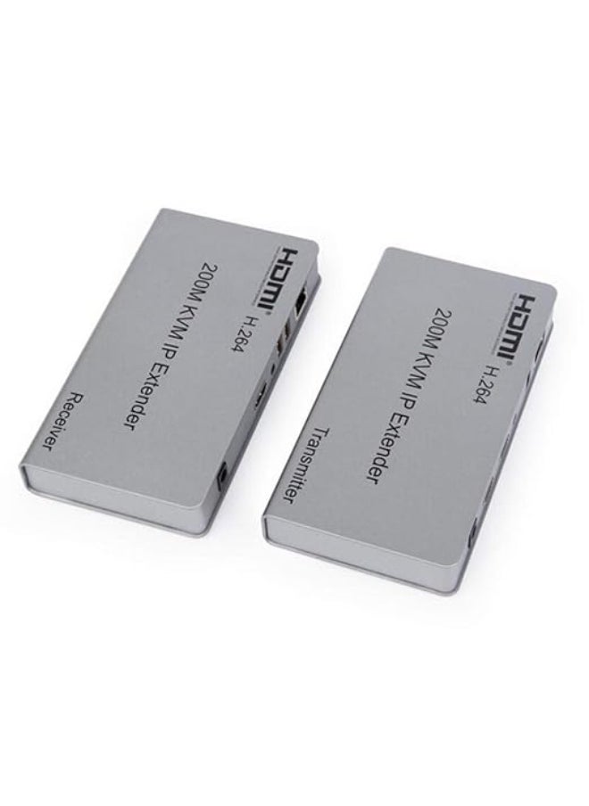 اتش دي ام اي موسّع KVM HDMI لمسافة 200 متر – عبر كابل CAT6/7 – دقة 1080p – تحكم كامل بالماوس والكيبورد – هيكل معدني – مع محولين كهربا  - Image 2