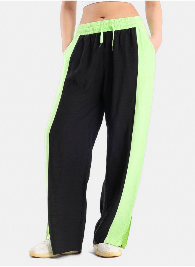 Clue - Color Block Pants with Slits - Image 1