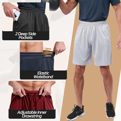 BOOJO 3 Pack Gym Basketball Mens Shorts - Quick Dry Black Workout Athletic Shorts with Pockets for Casual Running (S-6XL) - Image 2