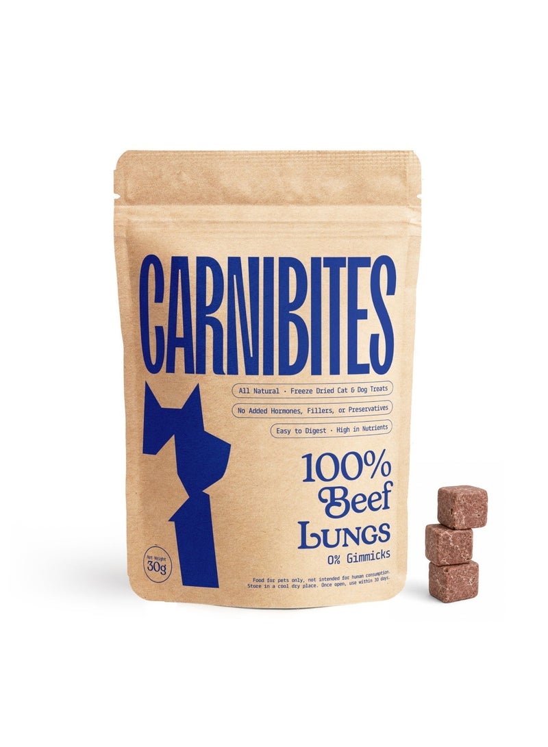 Carnibites Freeze-Dried Beef Lungs 30g | High-Protein Light Treats for Cats & Dogs - Image 1