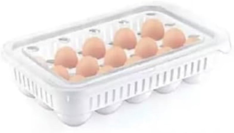 منظم بيض للثلاجة، علبة تتسع لـ 15 بيضة، عملي لتخزين البيض، آمن وسهل الاستخدام، منظم ثلاجة موفر للمساحة، مصنوع من بلاستيك متين للاستخدام اليومي في المطبخ