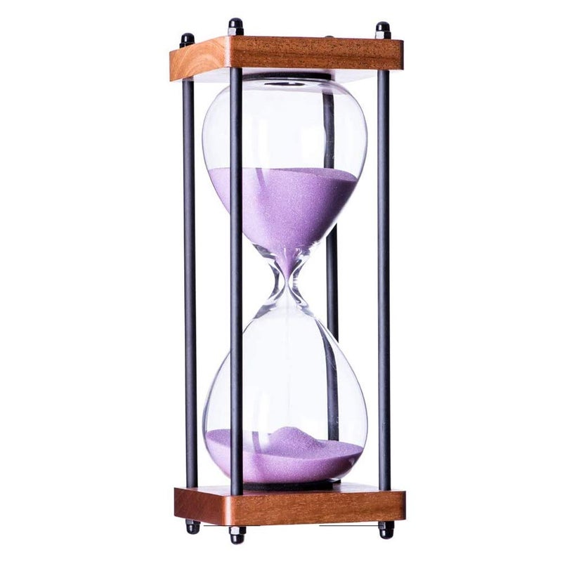 AKAKA MUNING ساعة رملية كبيرة 60 دقيقة مزخرفة خشبية أرجوانية اللون - Image 2