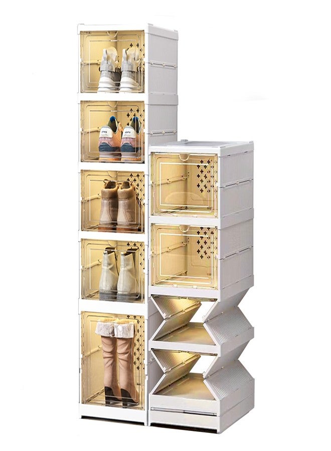 Frlanse 5 Tiers Stackable Shoe Storage Organizer bins open front, Space Saving Shoe Rack Holder Boxes,Moving Cabinet Bins Sturdy, Clear - Image 1