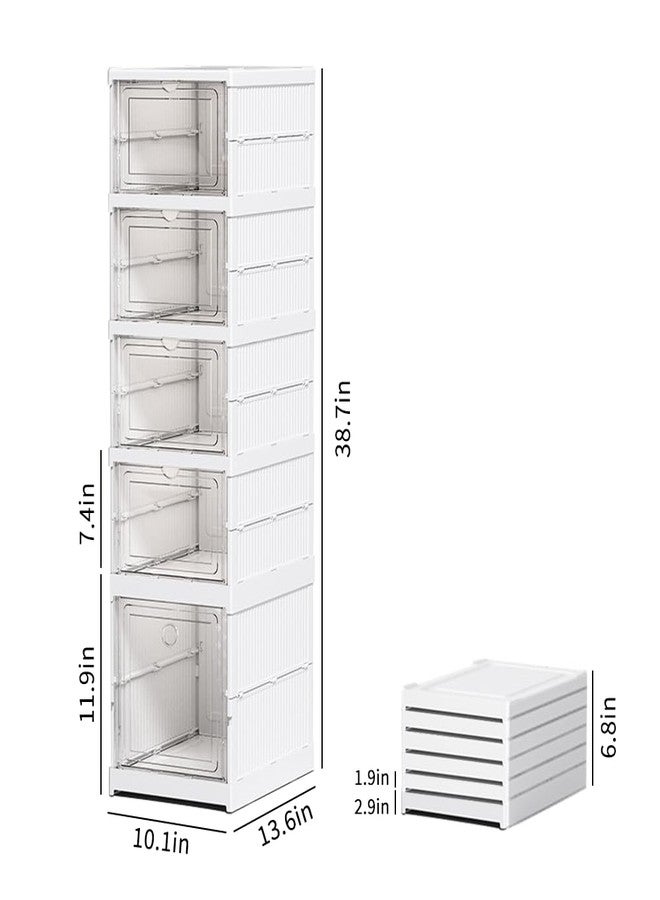 Frlanse 5 Tiers Stackable Shoe Storage Organizer bins open front, Space Saving Shoe Rack Holder Boxes,Moving Cabinet Bins Sturdy, Clear - Image 3