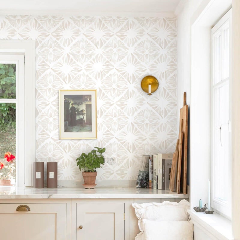 Fiula Boho Wallpaper Neutral Peel and Stick Wallpaper 78.7"x17.3" Geometric Wall Paper Beige and White Contact Paper Textured Removable Vinyl Waterproof for Bedroom Farmhouse Kitchen Bathroom - Image 2