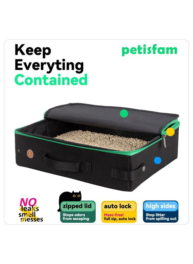 petisfam Portable Cat Travel Litter Box with Zipped Lid, No Leakage, No Smell, Easy to Carry, Easy to Use in Hotels, Car - Image 3
