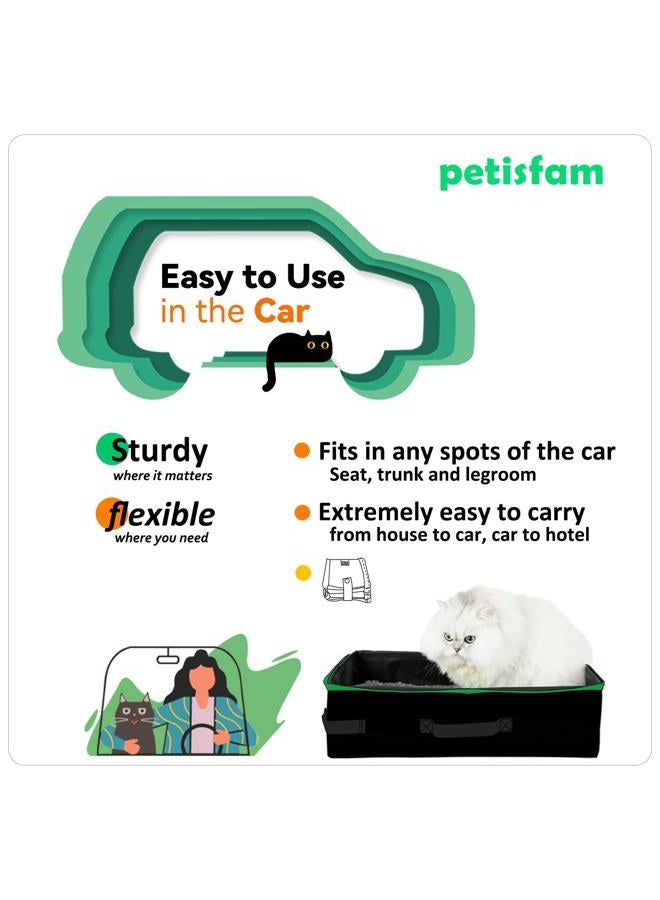 petisfam Portable Cat Travel Litter Box with Zipped Lid, No Leakage, No Smell, Easy to Carry, Easy to Use in Hotels, Car - Image 4