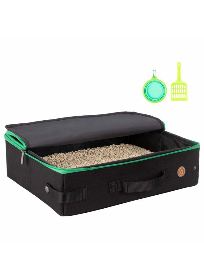 petisfam Portable Cat Travel Litter Box with Zipped Lid, No Leakage, No Smell, Easy to Carry, Easy to Use in Hotels, Car - Image 1