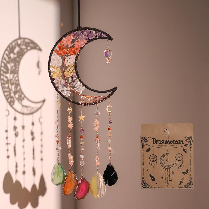 Dreamocean أجراس رياح من الكريستال بألوان زاهية، للنوافذ الداخلية، شجرة الحياة، مصادي الأحلام من الأميثيست، مصنوعة يدويًا، للتزيين الداخلي أو الخارجي - Image 1