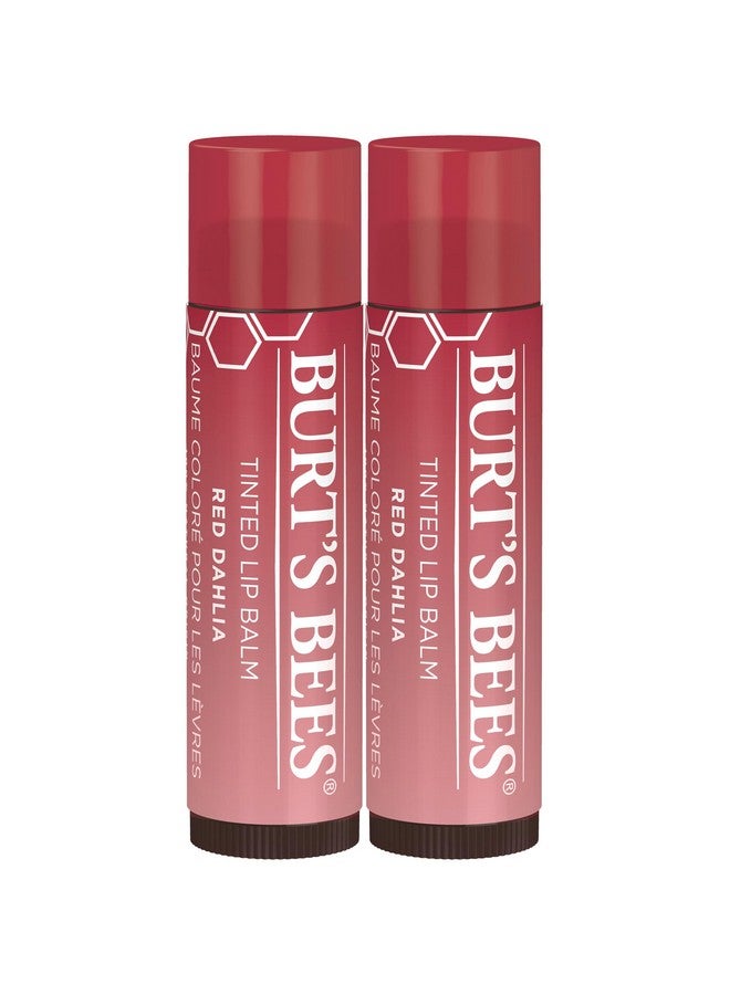 Lip Tint Balm Stocking Stuffers Gifts, Long Lasting 2 In 1 Duo Tinted Balm Formula, Color Infused With Hydrating Shea Butter For A Natural Looking Buildable Finish, Red Dahlia (2-Pack)