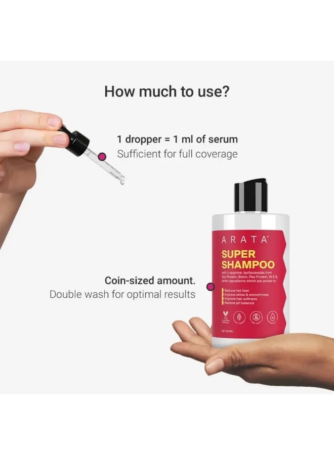 أراتا مجموعة أراتا جرو سترونج | سيروم مكثف لنمو الشعر وشامبو فائق | تعزيز نمو الشعر | تقليل تساقط الشعر | شعر ناعم ولامع | ٣٪ ريدنسيل، بيوتين، بروتين، فيتامينات | ٣٠٠ مل + ٣٠ مل - Image 3