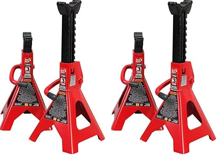 BIG RED Matte anti slip finish T43202 Torin Heavy Duty Steel Jack Stands: 3 Ton (6,000 lb) Capacity Car Lifting Stand,1 Pair (Not Suitable for SUV,Truck) (Pack of 2) Care processed raw material - Image 1