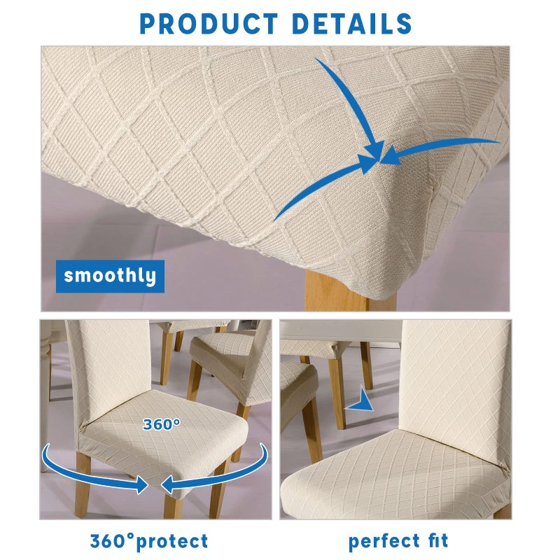 HAOYONG Dining Room Chair Cover Jacquard Chair Slipcover Washable Parsons Chair Slipcover Removable Seat Protector for Dining Room Hotel Ceremony Restaurant - 4 PCS Chair Cover+1 PC Bench Cover - Image 3