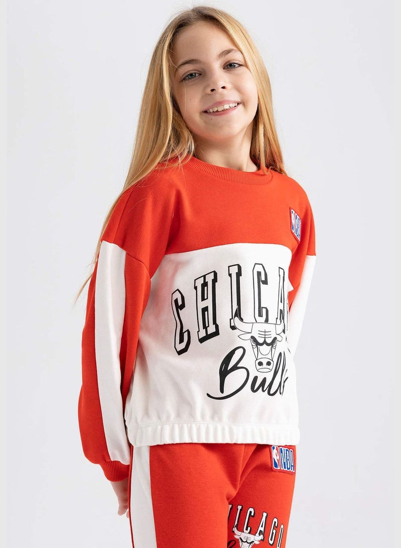 DeFacto Girl NBA Chicago Bulls Licenced Long Sleeve Knitted Sweatshirt  - Image 1