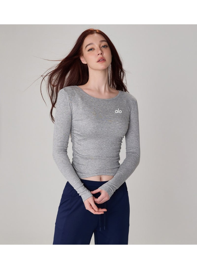 Alo round neck sports fitness long sleeved top-8046 - Image 1
