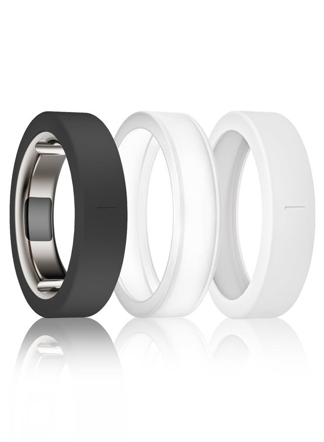 BandSmith Silicone Ring Cover Compatible with Oura Ring Protector, Elastic Case for Oura Ring Gen 4/3 Working Out - Patent Protected (Black+Clear+White, S for 678910) - Image 1