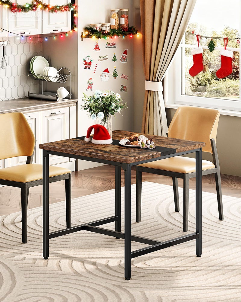 CHOEZON Square Kitchen Dining Table, 29.5'' Dining Table, Small Dining Tables, Writing Desk, Coffee Tables, for Restaurant, Living Room, Apartment, Rustic Brown and Black TCZ02BF - Image 2