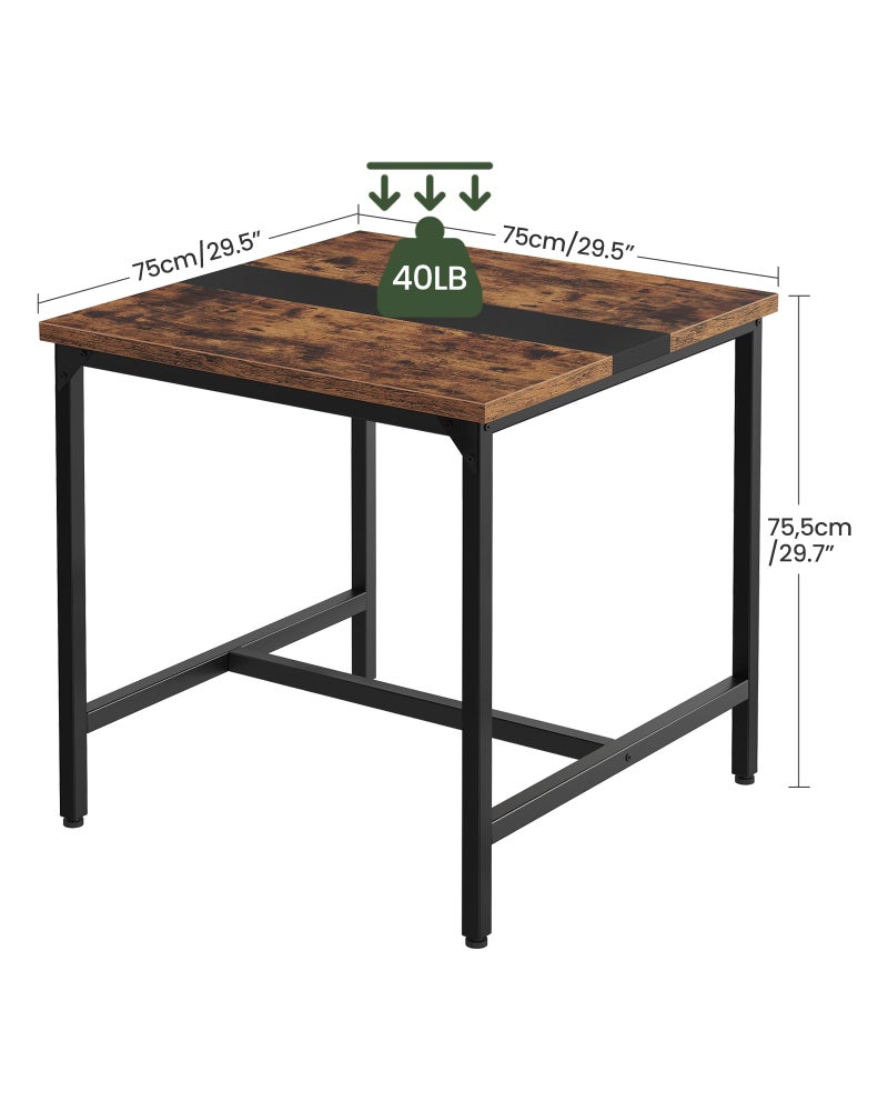 CHOEZON Square Kitchen Dining Table, 29.5'' Dining Table, Small Dining Tables, Writing Desk, Coffee Tables, for Restaurant, Living Room, Apartment, Rustic Brown and Black TCZ02BF - Image 4