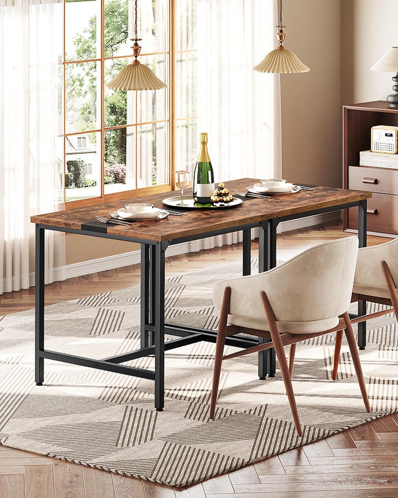CHOEZON Square Kitchen Dining Table, 29.5'' Dining Table, Small Dining Tables, Writing Desk, Coffee Tables, for Restaurant, Living Room, Apartment, Rustic Brown and Black TCZ02BF - Image 3