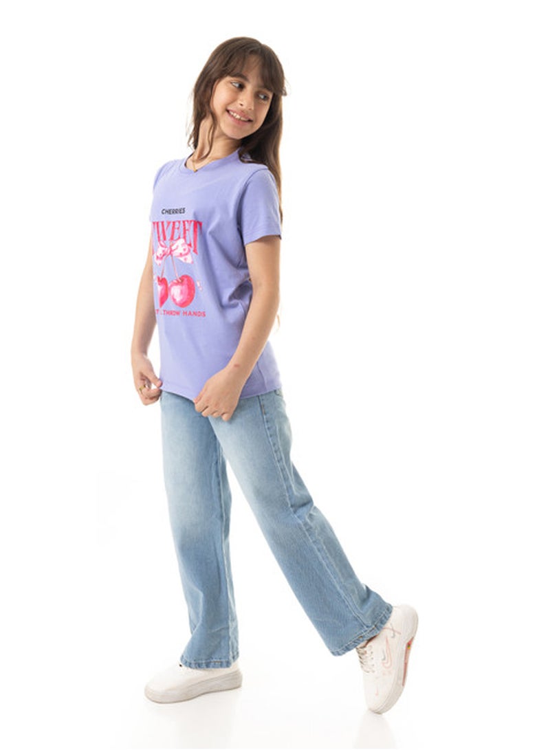 Andora Washed Wide Leg Girls Jeans - Light Blue - Image 5