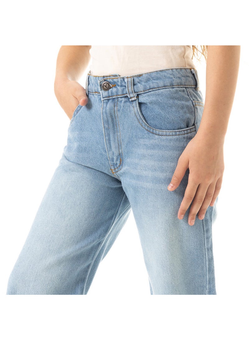 Andora Washed Wide Leg Girls Jeans - Light Blue - Image 4