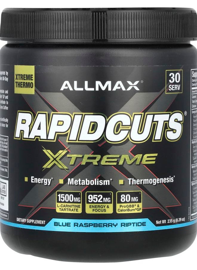 Allmax - Rapidcuts® Xtreme Blue Raspberry Riptide 8.29 oz (235 g) - Image 1