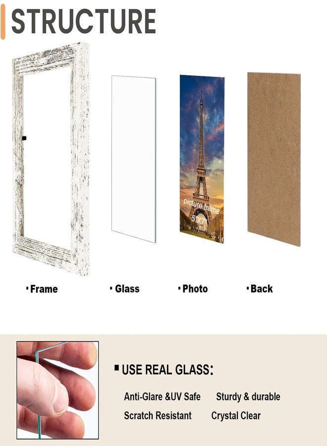 VMUZEDER 5x7 Wall Hanging Picture Frames Collage with 2 Opening Frames Rustic White - Image 2