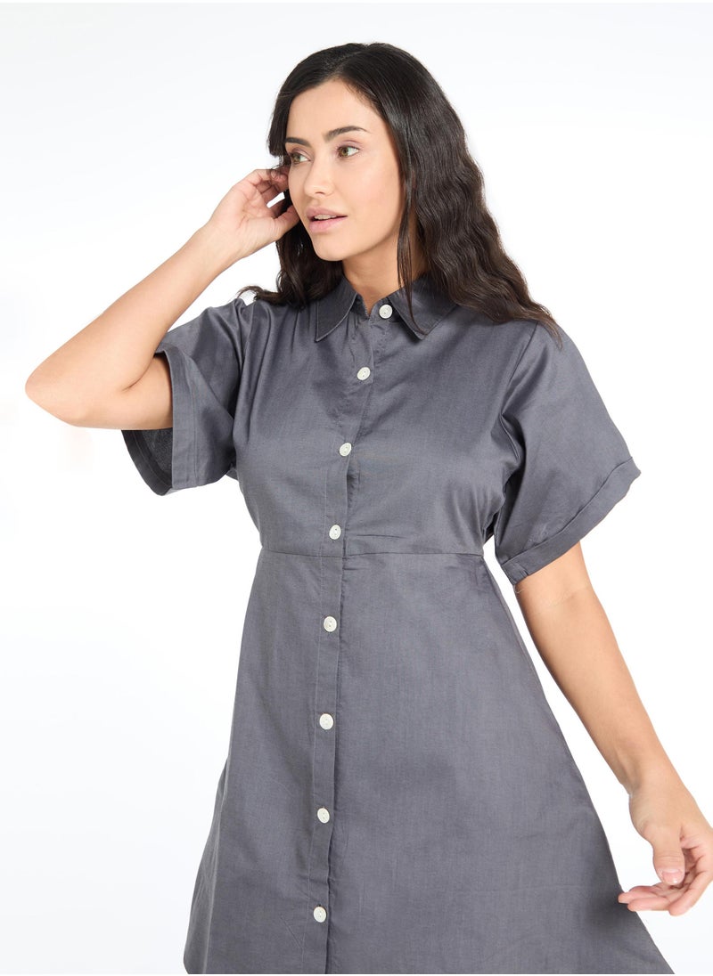The Label Life Charcoal Skater Shirt Dress  - Image 4