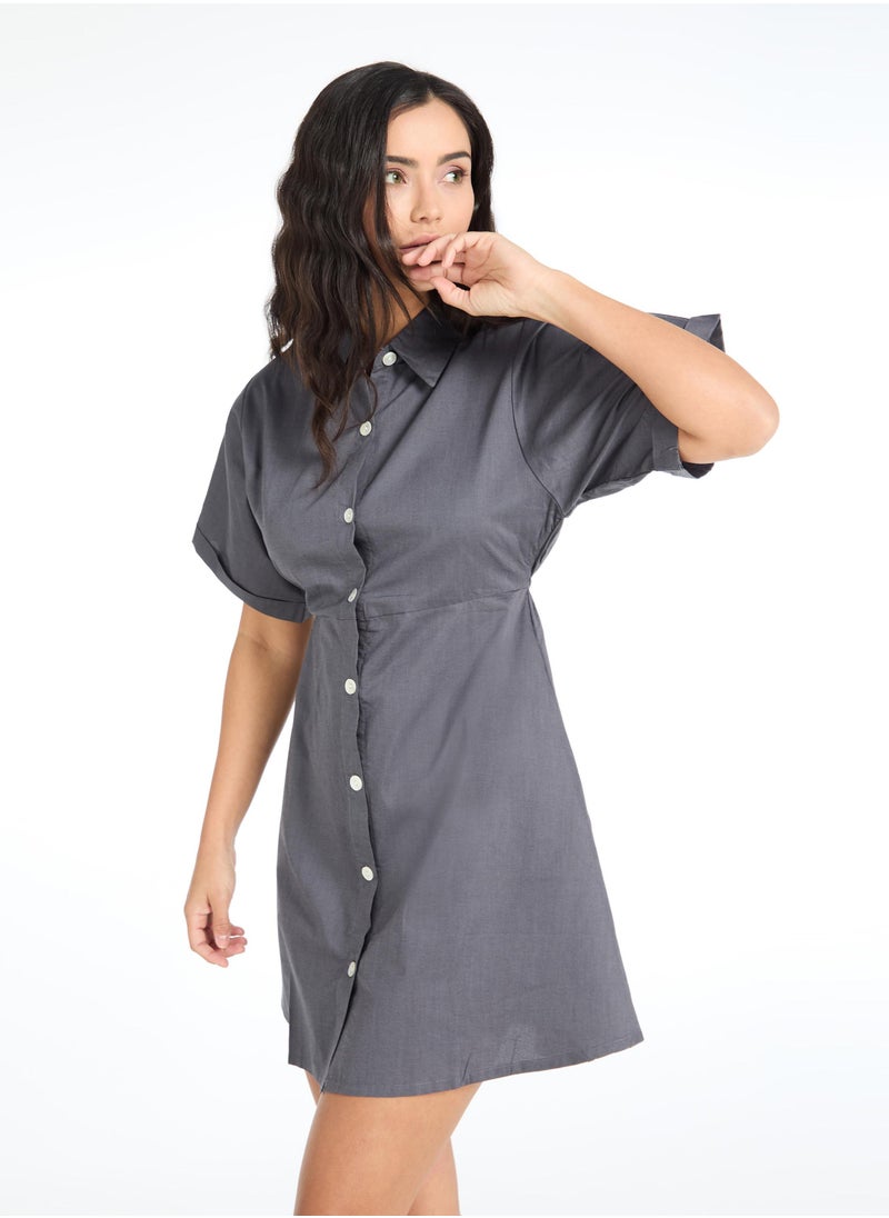 The Label Life Charcoal Skater Shirt Dress  - Image 5