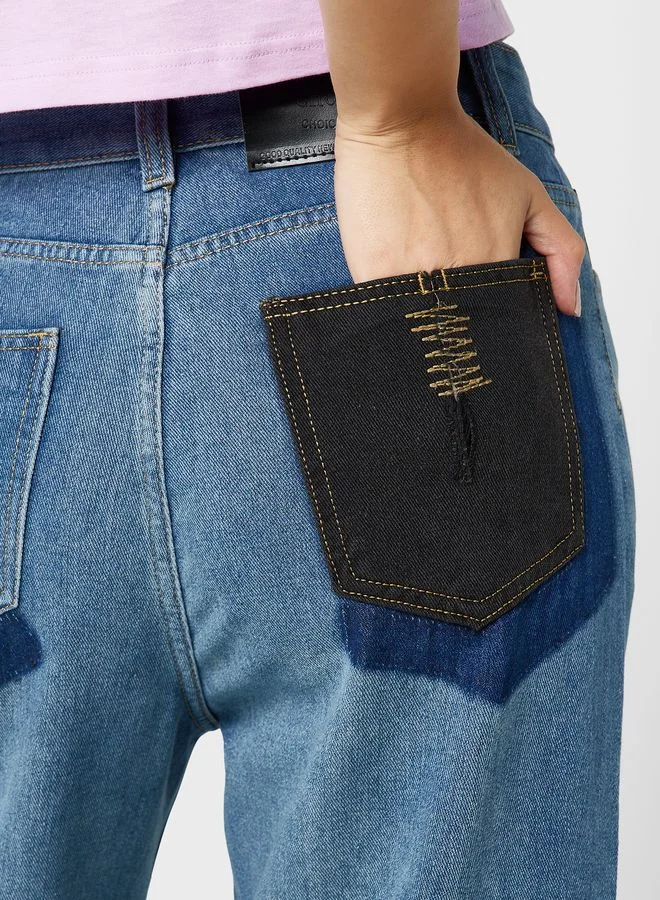 Ginger Contrast Pocket Detail High Waist Jeans