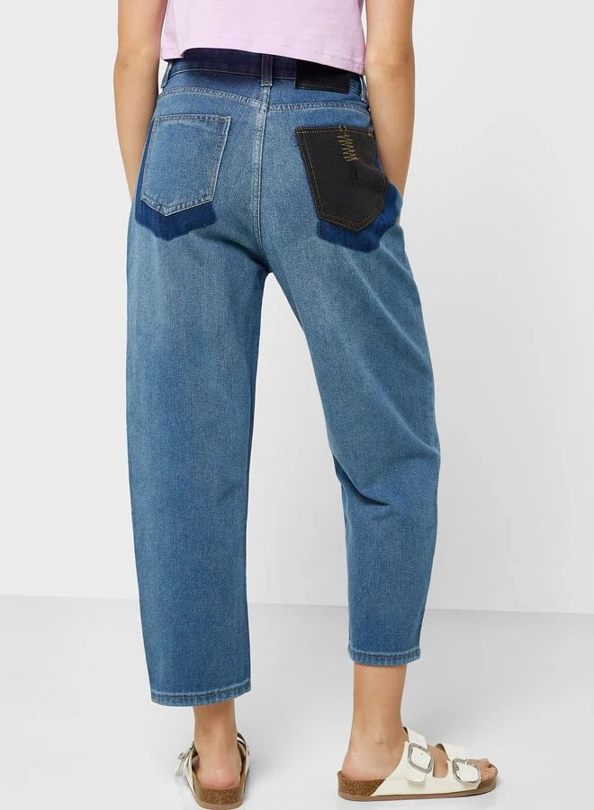 Ginger Contrast Pocket Detail High Waist Jeans