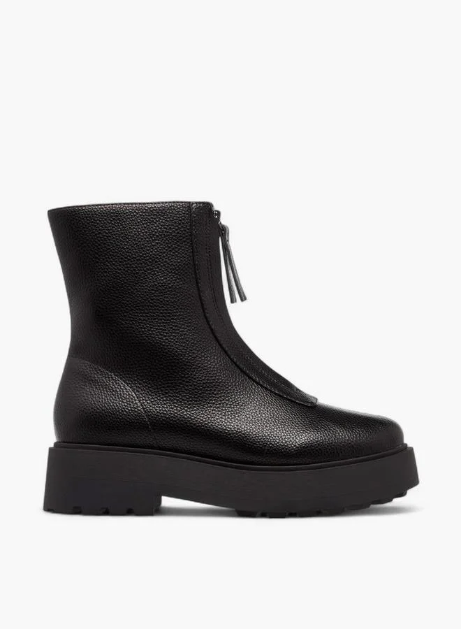 Women's Textured Ankle Boots with Zip Closure