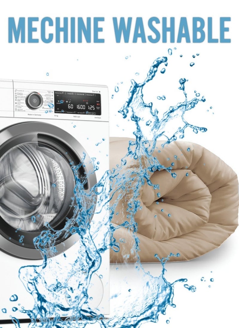 Blueberry Beige Color Duvet Insert Quilted Plain Cotton 200x220Cm - Image 3