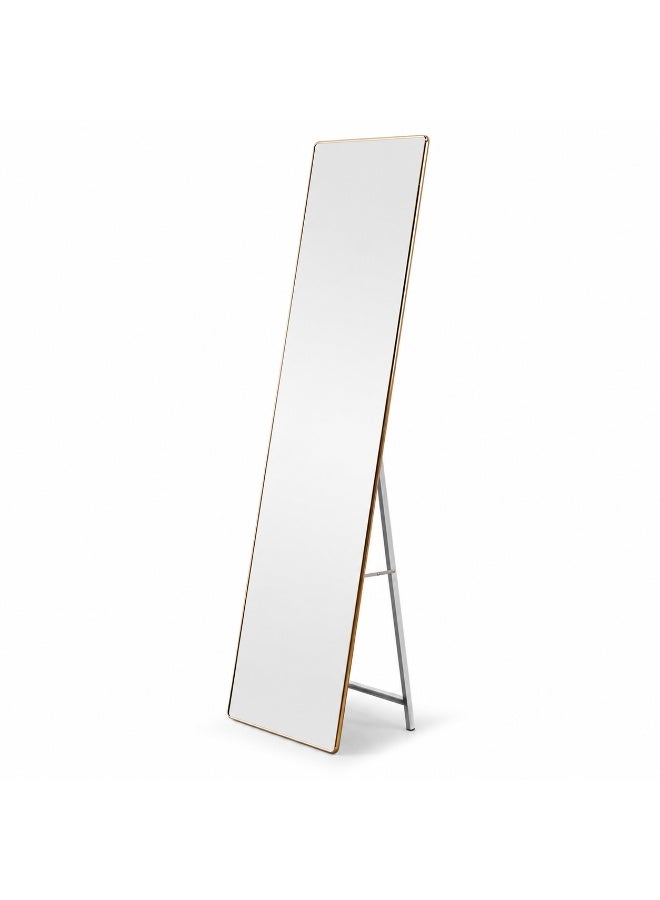 alsaada home Full-Length Free Standing Floor Mirror with Wheels & Metal Frame, 170x50 cm - Gold - Image 1