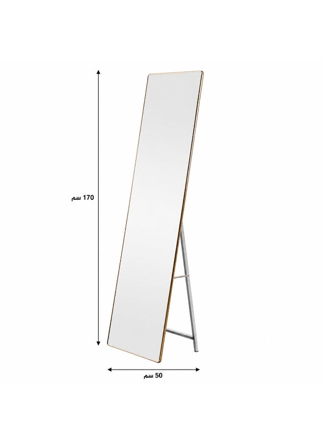 alsaada home Full-Length Free Standing Floor Mirror with Wheels & Metal Frame, 170x50 cm - Gold - Image 3