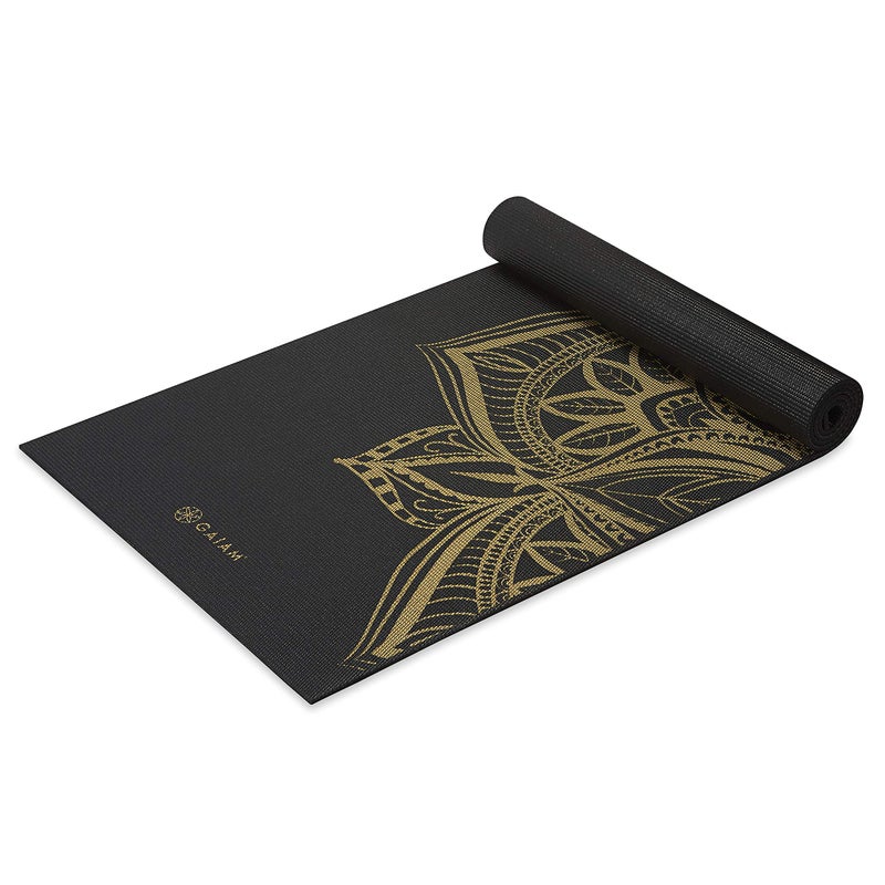 Gaiam Yoga Mat Premium Print Extra Thick Non Slip Exercise Fitness Mat for All Types of Yoga Pilates Floor Workouts Metallic Bronze Medallion 6mm 68L x 24W x 6mm Thick