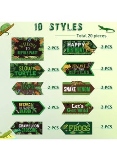 20 Pieces Reptile Birthday Party Decorations Lizard Snake Turtle Alligator Themed Directional Sign Jungle Wild Yard Sign For Boy Girl Kid Decorations Party Sign 10 Styles - pzsku/ZFE03569DE1D37A0B306EZ/45/_/1688193930/6aa2dd72-0f23-4c1d-b90b-0530d6b585cf