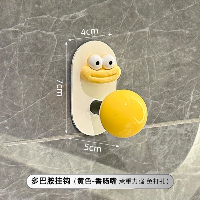 Bathroom Hook Punch-Free Strong Load-Bearing Adhesive Door Rear Seamless Clothes Hook Toilet Wall Towel Hook - Image 1