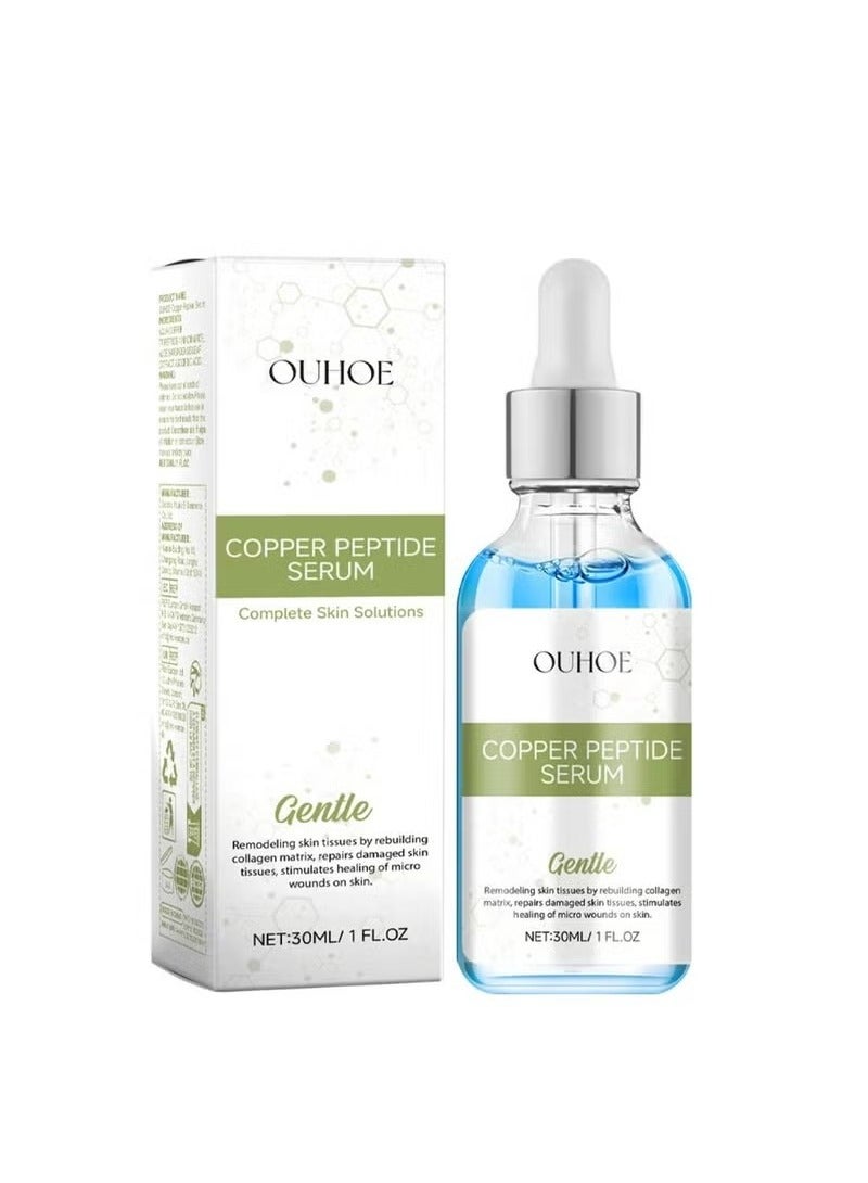 OUHOE Blue Copper Peptide Serum Face, Peptides Serum for Face with Niacinamide, Copper Peptides Anti Aging Serum, Face Serum for Women, Copper Peptides Brightening Serum, Repairs Premature Skin - Image 1