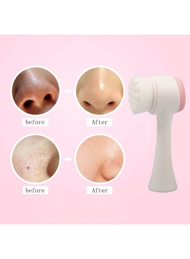 Double Face Cleanser Face Brush Soft Hair Silicone Face Washer Manual Makeup Remover Deep Cleansing Brush Random Color - Image 2
