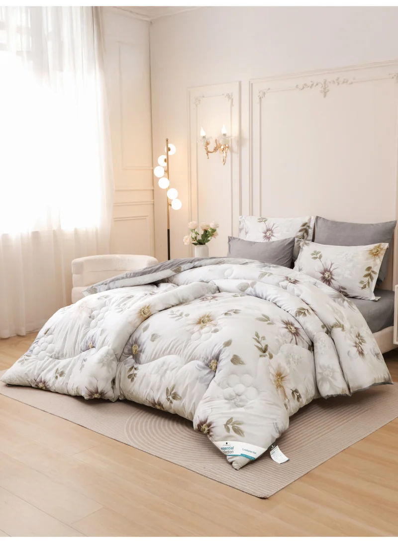 Donetella KING 6-Pcs Printed King Comforter Set | Fits 200x200 cm Size Bed | Soft Brushed Microfiber | Reversible Printed Comforter | 350 GSM Down Alternative Fill  | Best Price UAE