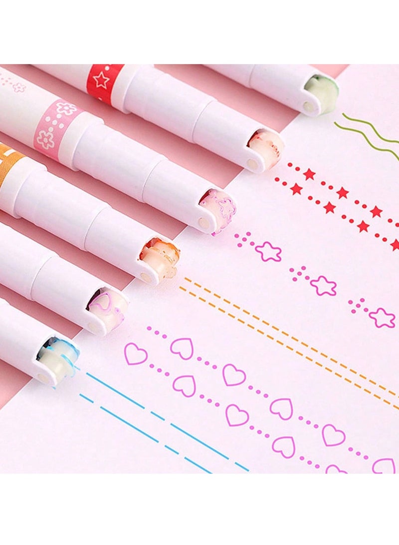 6pcs Colorful Quick-Dry Highlighter Curve Pens – Cute Flair Markers with 6 Unique Curve Tips and Double-Ended Design for Creative Note-Taking, Decorating, and Handcrafted Gifts – Perfect for Christmas, Thanksgiving, Halloween, Back-to-School, Office, and Kawaii Stationery Lovers - Image 1