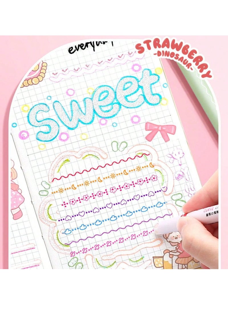 6pcs Colorful Quick-Dry Highlighter Curve Pens – Cute Flair Markers with 6 Unique Curve Tips and Double-Ended Design for Creative Note-Taking, Decorating, and Handcrafted Gifts – Perfect for Christmas, Thanksgiving, Halloween, Back-to-School, Office, and Kawaii Stationery Lovers - Image 3