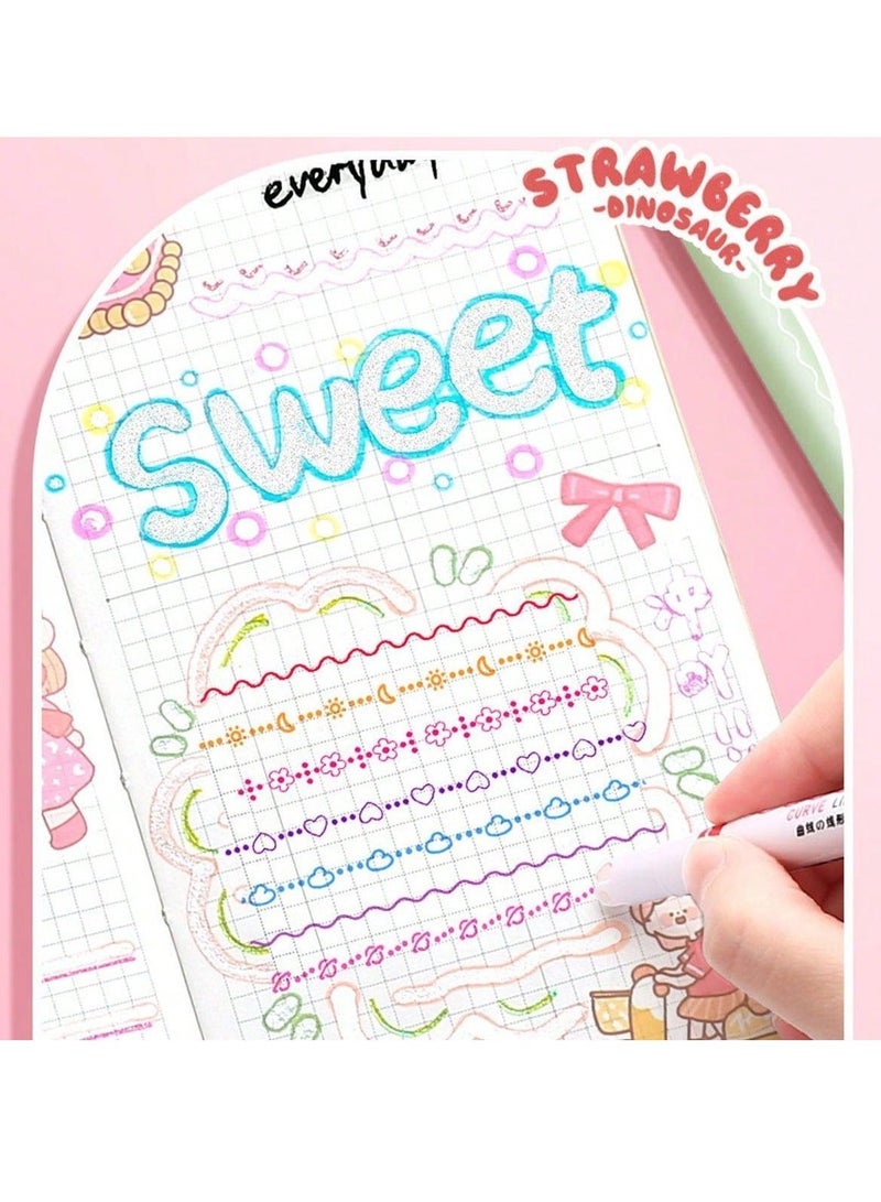 6pcs Colorful Quick-Dry Highlighter Curve Pens – Cute Flair Markers with 6 Unique Curve Tips and Double-Ended Design for Creative Note-Taking, Decorating, and Handcrafted Gifts – Perfect for Christmas, Thanksgiving, Halloween, Back-to-School, Office, and Kawaii Stationery Lovers - Image 2