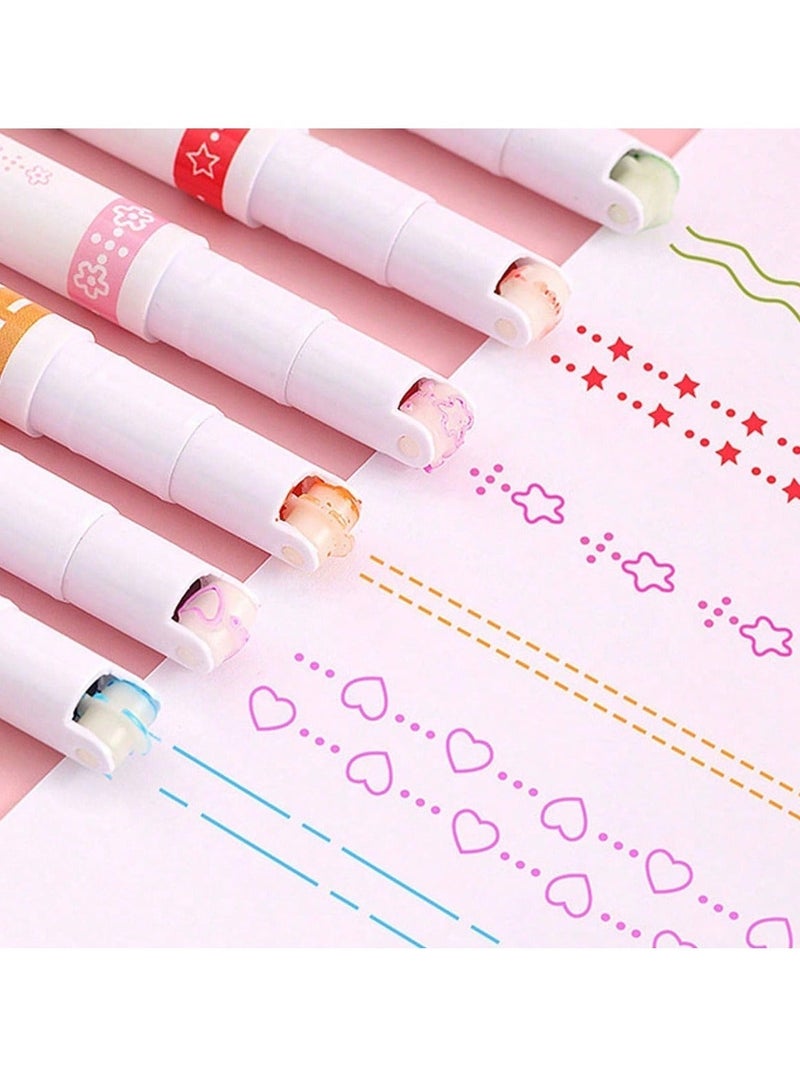 6pcs Colorful Quick-Dry Highlighter Curve Pens – Cute Flair Markers with 6 Unique Curve Tips and Double-Ended Design for Creative Note-Taking, Decorating, and Handcrafted Gifts – Perfect for Christmas, Thanksgiving, Halloween, Back-to-School, Office, and Kawaii Stationery Lovers - Image 4