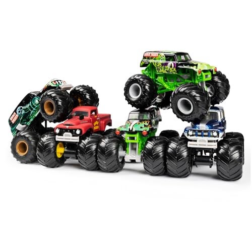 Monster Jam Grave Digger Monster Truck 5pc Value Pack: 1:64 Scale Retro Die-Cast Gift Set with Iconic Models (1982-2005) Chrome Rims and BKT Tires - Authentic Collectible for Fans & Birthday Parties - Image 2