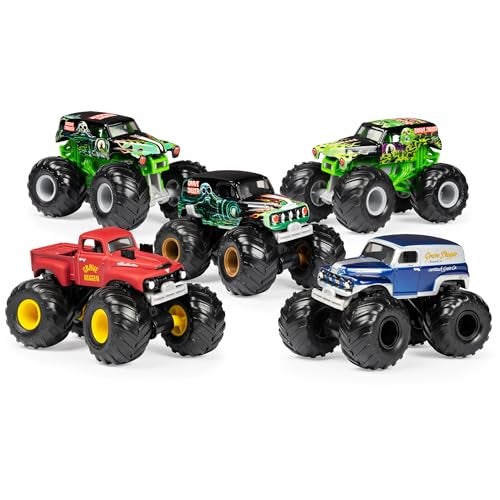 Monster Jam Grave Digger Monster Truck 5pc Value Pack: 1:64 Scale Retro Die-Cast Gift Set with Iconic Models (1982-2005) Chrome Rims and BKT Tires - Authentic Collectible for Fans & Birthday Parties - Image 3