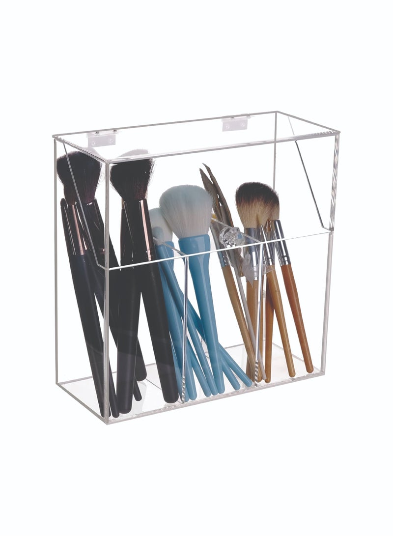 "سمارت بوينتس  " حاملات فرش المكياج مع غطاء، غطاء مقاوم للغبار، صندوق تخزين مكياج أكريليك، منظم فرش ذو سعة كبيرة لطاولة الزينة - Image 1