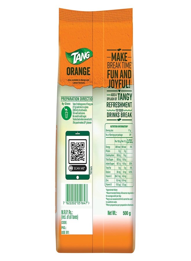 Tang Orange Instant Drink Mix, 500g Pouch (Pack of 2) - Image 5